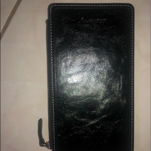 black leather long wallet